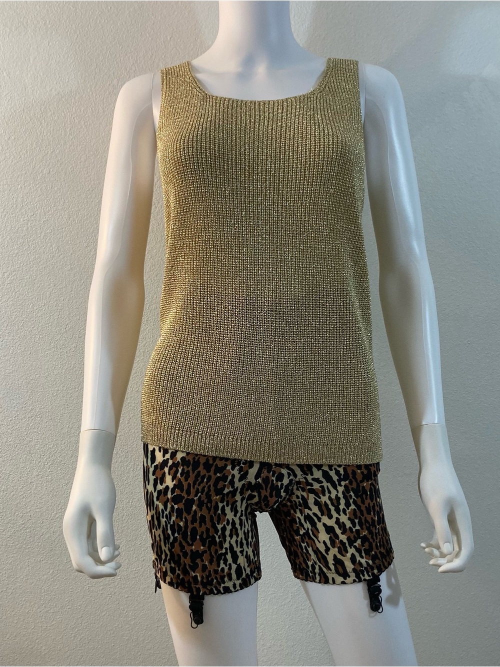 Gold Knit Sleeveless Sweater Top, Suzelle Vintage 1990’s